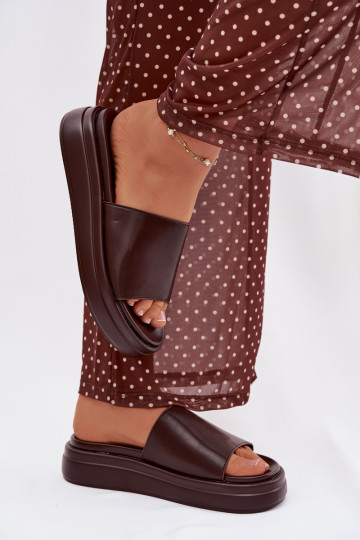 sieviešu čības ar platformu Czekoladowe Tanelisse