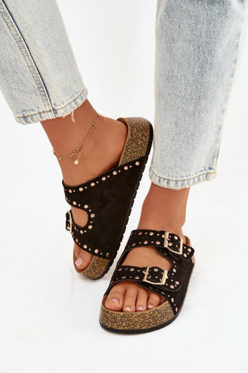 sieviešu čības Ze Zelta krāsasmi ar sprādzēmmi  Melns Tervina