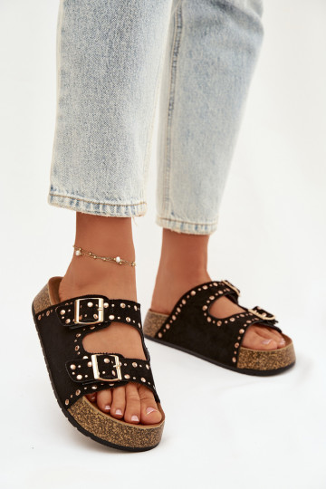 sieviešu čības Ze Zelta krāsasmi ar sprādzēmmi  Melns Tervina 2