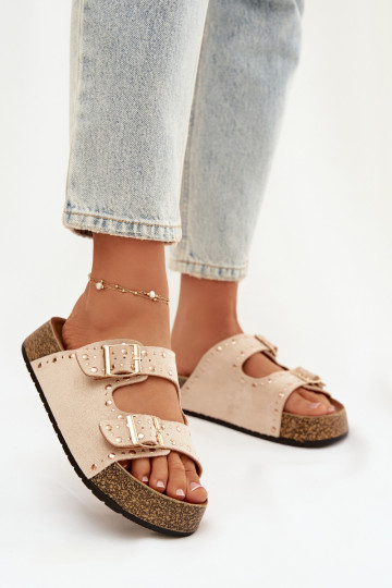 sieviešu čības Ze Zelta krāsasmi ar sprādzēmmi  Ziloņkaula krāsas Tervina