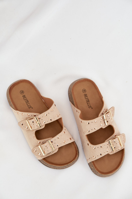 sieviešu čības Ze Zelta krāsasmi ar sprādzēmmi  Ziloņkaula krāsas Tervina