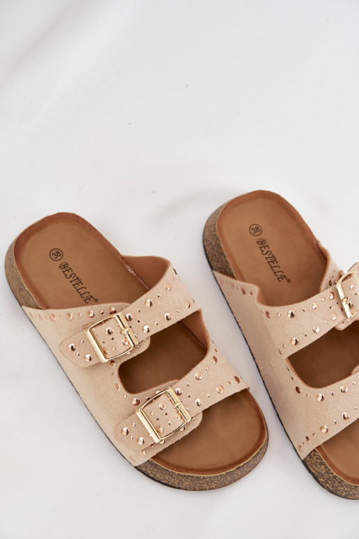 sieviešu čības Ze Zelta krāsasmi ar sprādzēmmi  Ziloņkaula krāsas Tervina