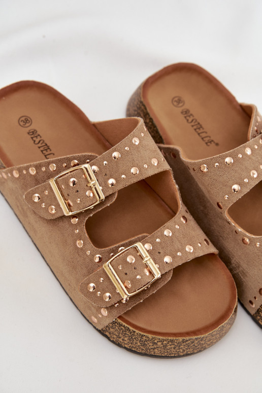 sieviešu čības Ze Zelta krāsasmi ar sprādzēmmi  Haki krāsas Tervina