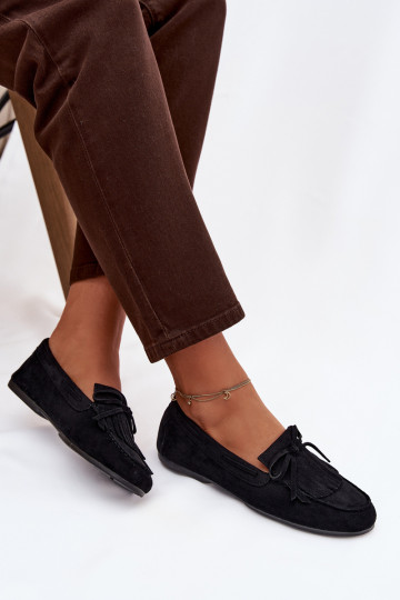 sieviešu mokasīni ar bārkstīm Melns Janelisse