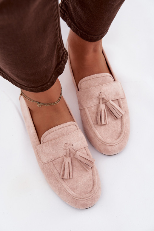 sieviešu mokasīni zempapēžu ar bārkstīm Gaiši sārtas krāsas Marilisse