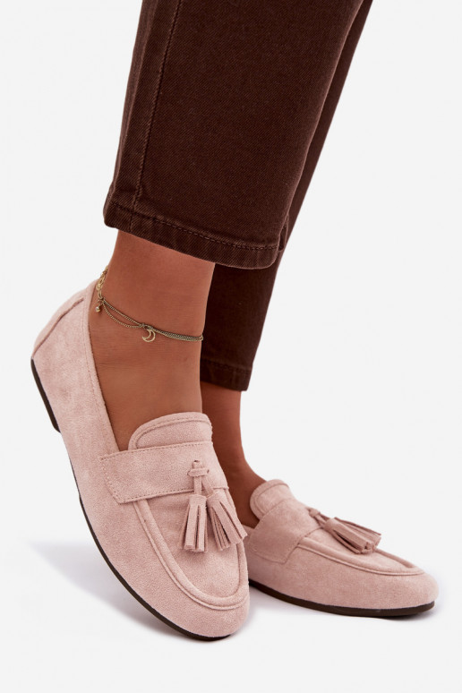 sieviešu mokasīni zempapēžu ar bārkstīm Gaiši sārtas krāsas Marilisse