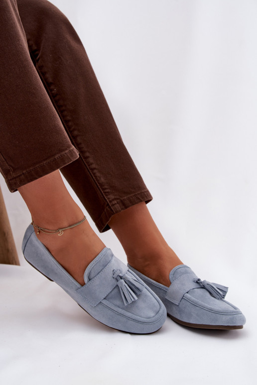 sieviešu mokasīni zempapēžu ar bārkstīm Zilas krāsas Marilisse