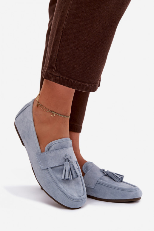 sieviešu mokasīni zempapēžu ar bārkstīm Zilas krāsas Marilisse