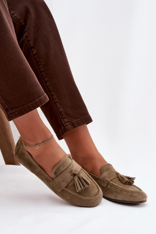 sieviešu mokasīni zempapēžu ar bārkstīm Zaļas krāsas Marilisse