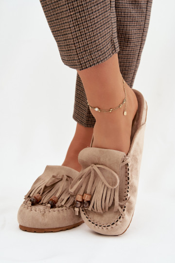 sieviešu čības Mule ar bārkstīm I ikami smilšu krāsas Belissa