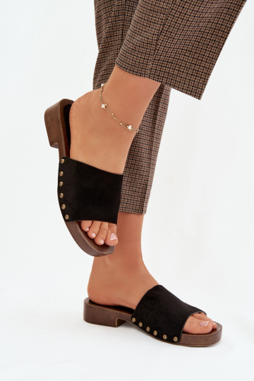 sieviešu čības ar platiem papēžiem Ze Zelta krāsasmi  Melns Girella 2