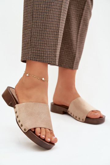 sieviešu čības ar platiem papēžiem Ze Zelta krāsasmi  smilšu krāsas Girella 2