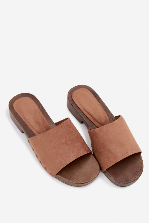 sieviešu čības ar platiem papēžiem Ze Zelta krāsasmi  brūnas krāsas Girella