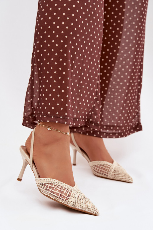 sandales  ar papēdi Ziloņkaula krāsas Hanelis