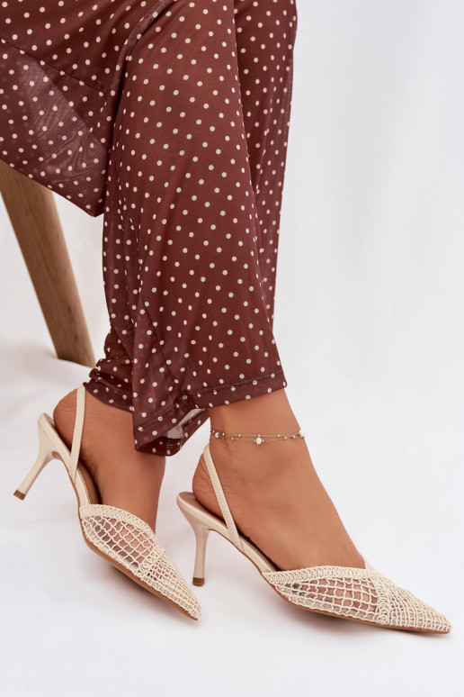 sandales  ar papēdi Ziloņkaula krāsas Hanelis