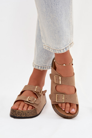 sieviešu čības  Ze Zelta krāsasmi ar sprādzēmmi smilšu krāsas Tovessa