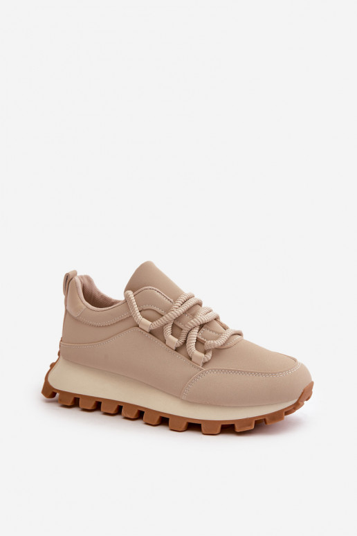 Sporta apavi Sneakers modeļa ar platformu no mākslīgas ādas smilšu krāsā Riadella