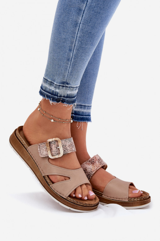  sieviešu čības ar sprādzēm Inblu GS000055 smilšu krāsas