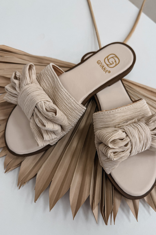 sieviešu čības ar platiem papēžiem ar bantītēm smilšu krāsas Amivelle