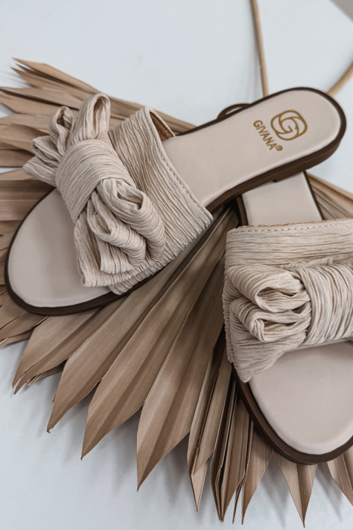 sieviešu čības ar platiem papēžiem ar bantītēm smilšu krāsas Amivelle