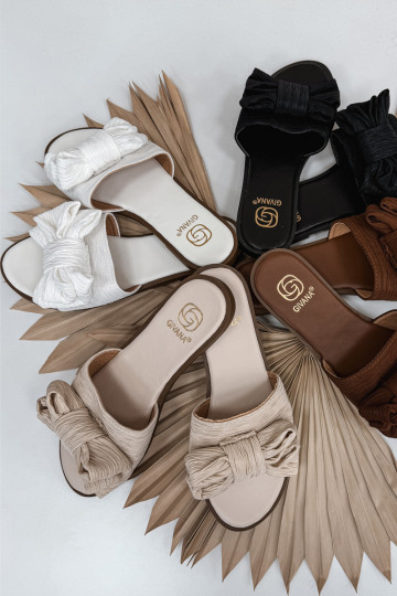 sieviešu čības ar platiem papēžiem ar bantītēm baltas krāsas Amivelle 2