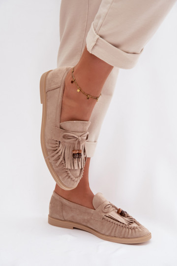 sieviešu mokasīni ar bārkstīm I ikami smilšu krāsas Teressa