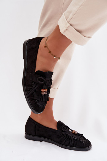 sieviešu mokasīni ar bārkstīm I ikami Melns Teressa