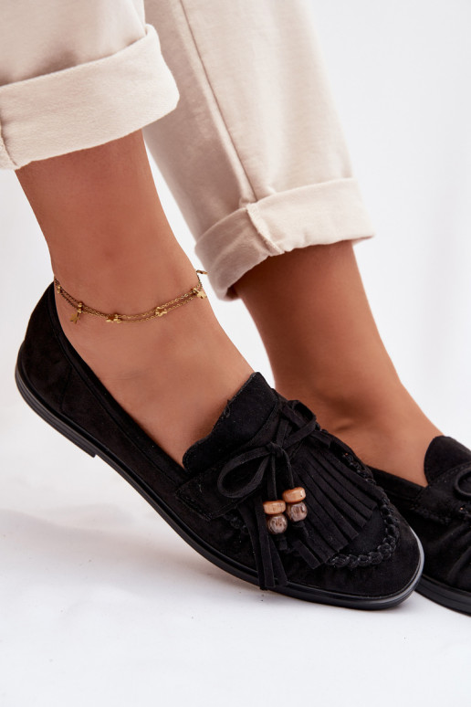 sieviešu mokasīni ar bārkstīm I ikami Melns Teressa