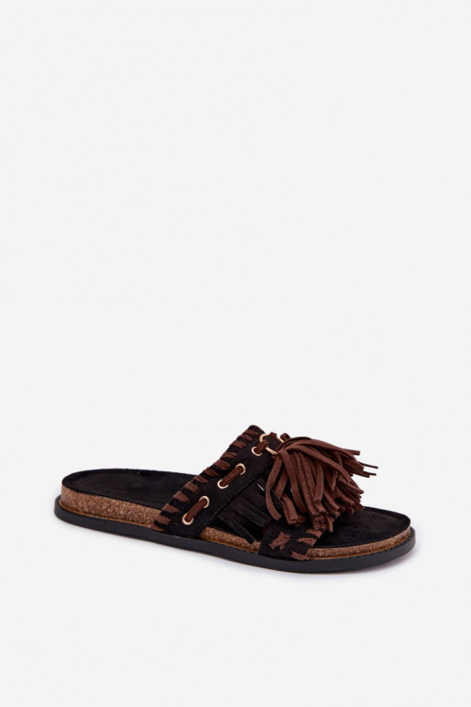 sieviešu čības ar bārkstīm Melns Glorinna