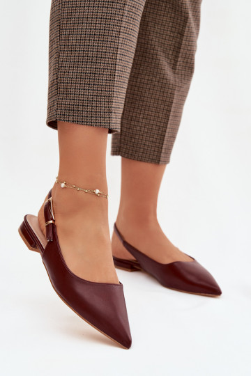 Bordo krāsas Iverelle balerīnas ar zelta sprādzēm