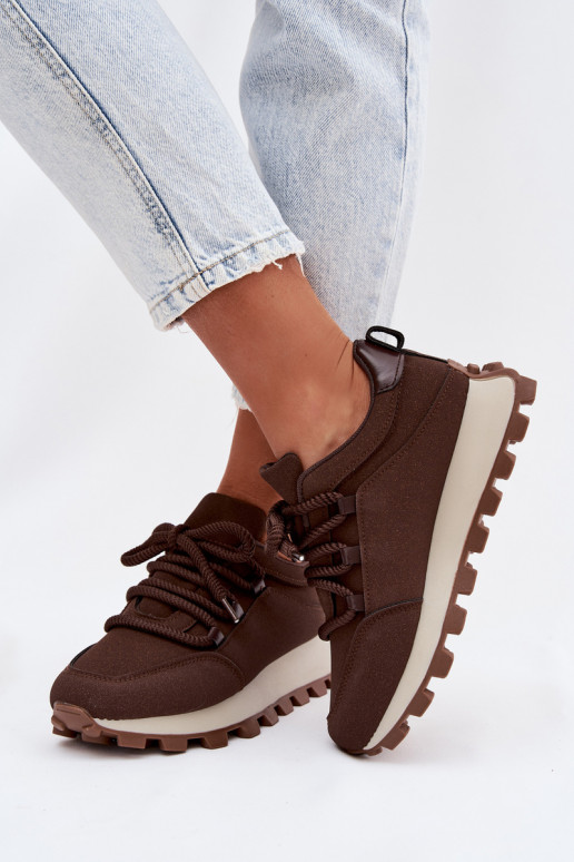 Sieviešu sporta apavi ar platformu šokolādes krāsā Riadella