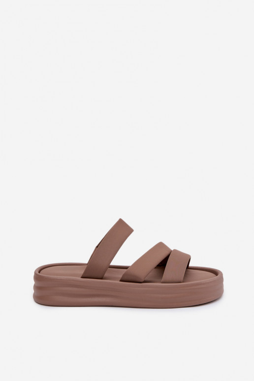 Auduma sieviešu čības ar platformu Ar svītrām Haki krāsas Liorine