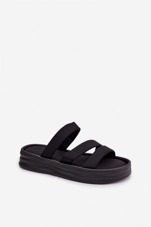 Auduma sieviešu čības ar platformu Ar svītrām Melns Liorine