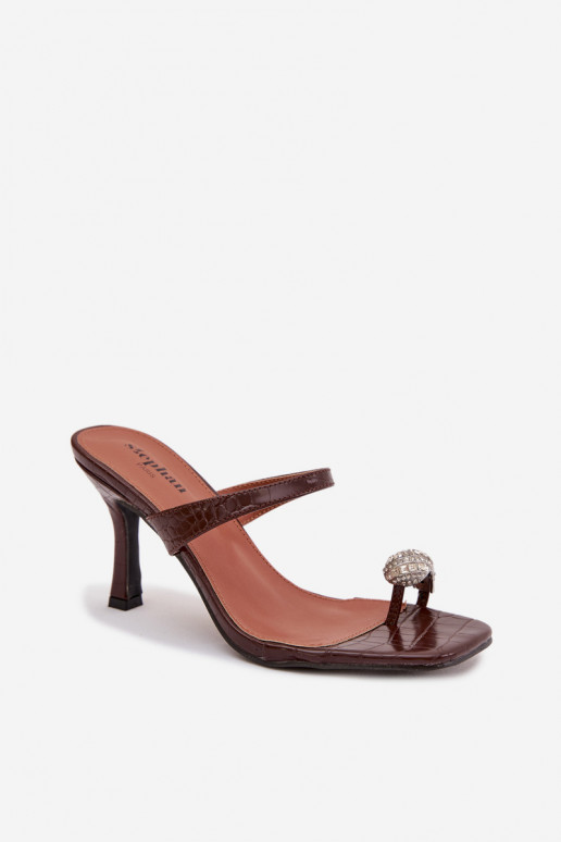 sieviešu čības ar papēdi  Detalem Czekoladowe Lorissa