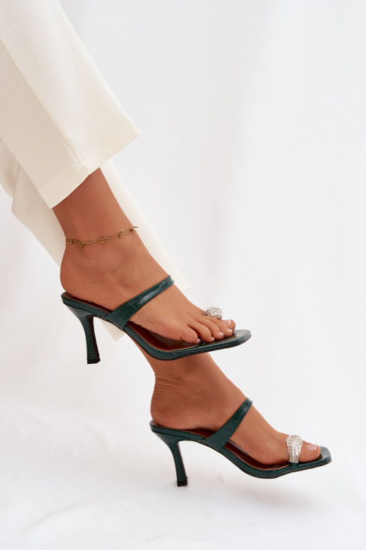 sieviešu čības ar papēdi  Detalem Butelkowa Zieleń Lorissa