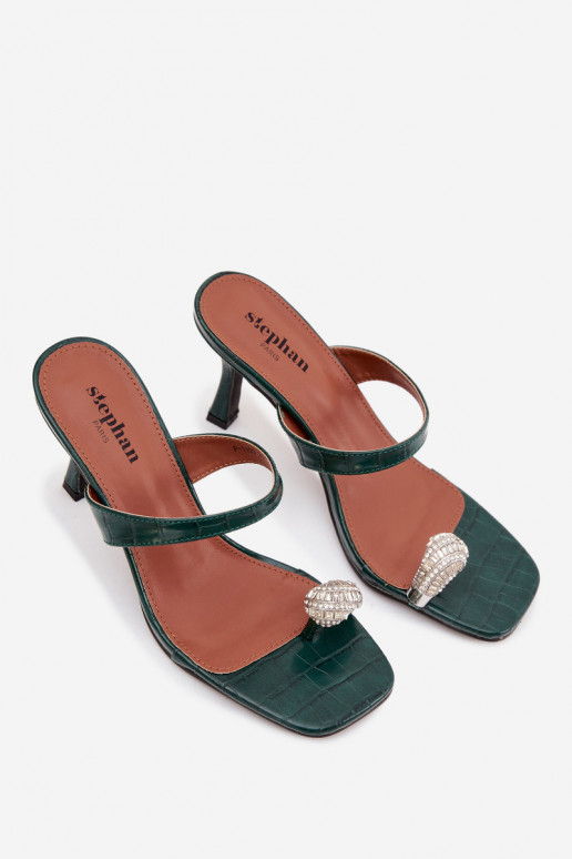 sieviešu čības ar papēdi  Detalem Butelkowa Zieleń Lorissa