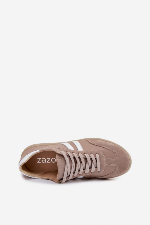 Zazoo N1068 mākslīgās ādas zemi sporta apavi sievietēm smilšu krāsā