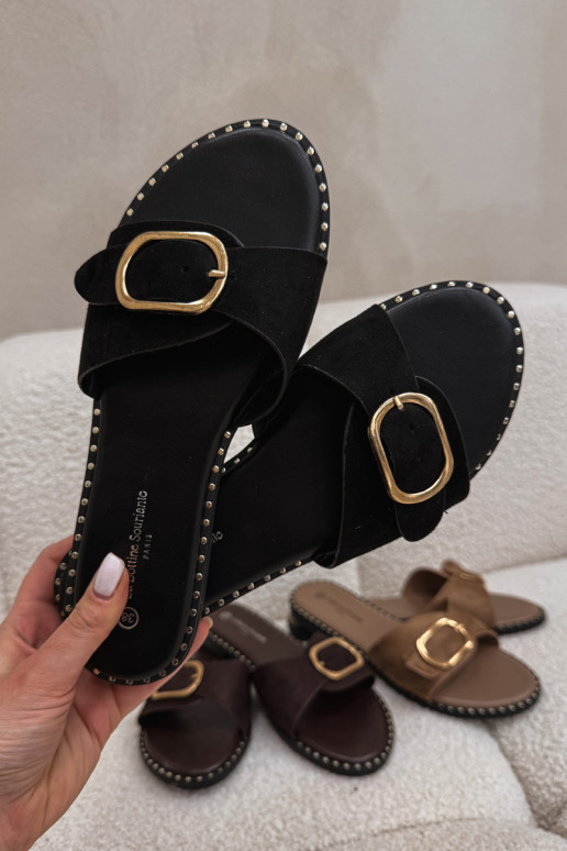 sieviešu čības ar platiem papēžiem  Melns Selivelle