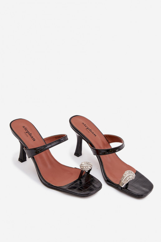 sieviešu čības ar papēdi  Detalem Melns Lorissa