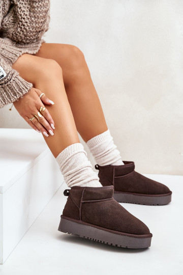   zamšādas sniega apavi ar platformu brūnas krāsas Nereviana