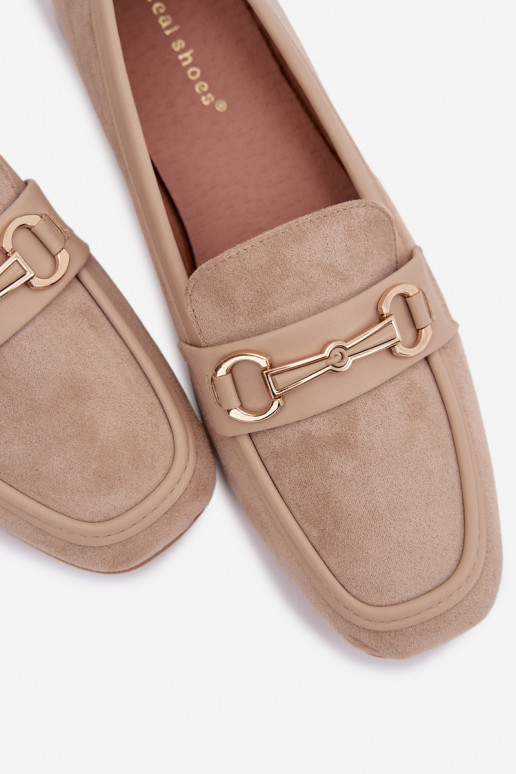 Mokasīni sieviešu mokasīni ar ornamentiem smilšu krāsas Palerina