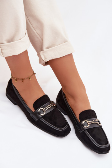 Mokasīni sieviešu mokasīni ar ornamentiem Melns Palerina