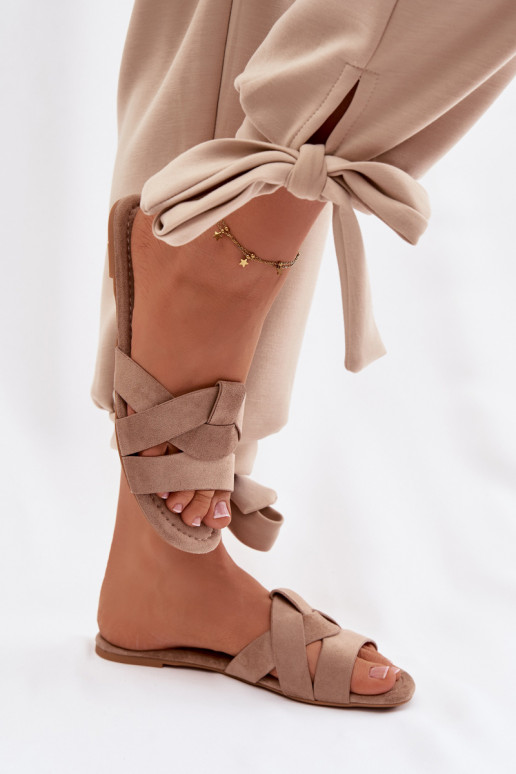 zempapēžu sieviešu čības Ar svītrām smilšu krāsas Pavelle