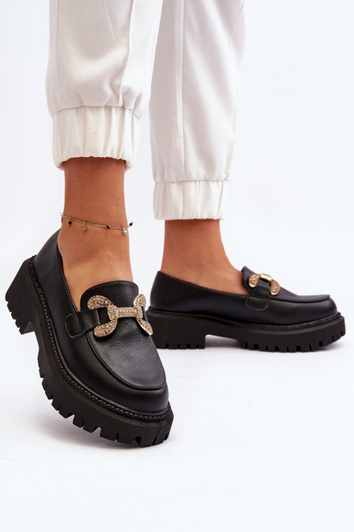 sieviešu mokasīni ar ornamentiem Melns Gargi