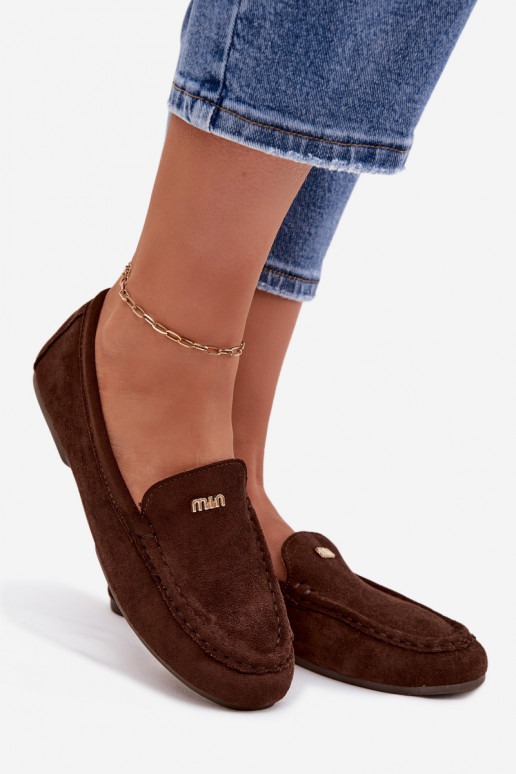 sieviešu mokasīni Z m Zelta krāsasm Detalem Czekoladowe Sarivelle