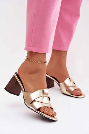 sieviešu čības ar papēdi Ar svītrām Eko   Zelta krāsas Corivelle 2