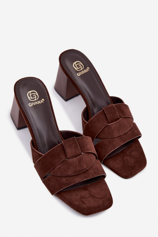 sieviešu čības ar papēdi Ar svītrām owe Czekoladowe Corivelle