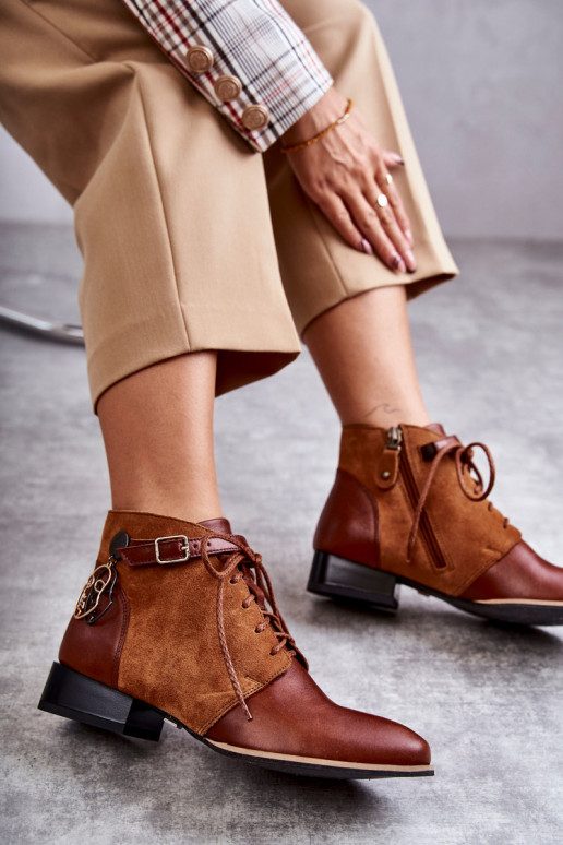 Sieviešu puszābaki no dabīgas ādas   5743A-29 brūnas krāsas