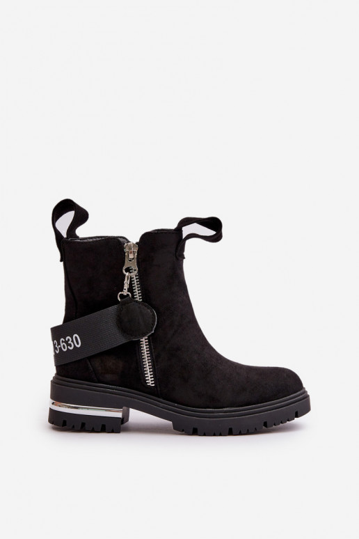 siltināti Sieviešu puszābaki ar rāvējslēdzējiem Melns Calvaro