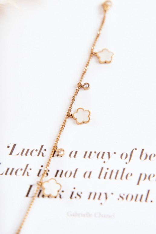 Aproce  ar puķītēm Zelta krāsas-Baltas krāsas